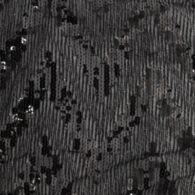 Трикотажное полотно с пайетками, шир.130 см, #311-бахрома чёрная - купить в Воткинске. Цена 1 183.35 руб.