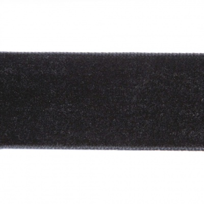 Лента бархатная нейлон, шир.25 мм, (упак. 45,7м), цв.03-черный - купить в Воткинске. Цена: 800.84 руб.