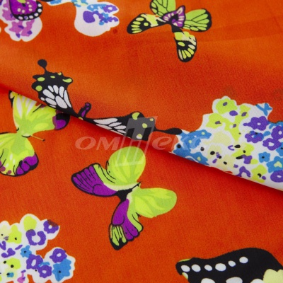 Плательная ткань "Софи" 7.1, 75 гр/м2, шир.150 см, принт бабочки - купить в Воткинске. Цена 241.49 руб.