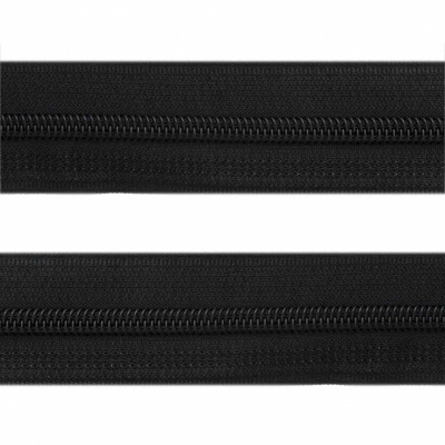 Рулонная молния с покрытием PVC спираль тип 3 (упак.270м) -черная с полосой СВО - купить в Воткинске. Цена: 12.74 руб.