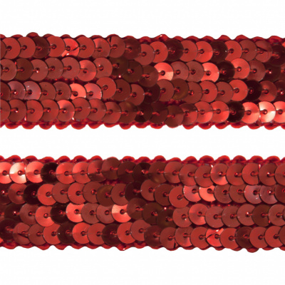 Тесьма с пайетками 3, шир. 20 мм/уп. 25+/-1 м, цвет красный - купить в Воткинске. Цена: 778.19 руб.
