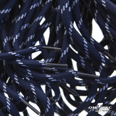 Шнурки #107-19, круглые 130 см, двухцветные цв.тём.синий/белый - купить в Воткинске. Цена: 22.14 руб.