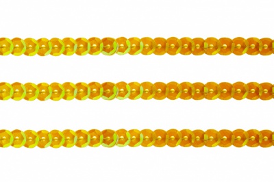 Пайетки "ОмТекс" на нитях, CREAM, 6 мм С / упак.73+/-1м, цв. 92 - золото - купить в Воткинске. Цена: 484.77 руб.