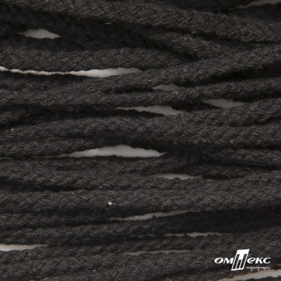 Шнур плетеный d-6 мм круглый, 70% хлопок 30% полиэстер, уп.90+/-1 м, цв.1078-черный - купить в Воткинске. Цена: 588 руб.