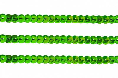 Пайетки "ОмТекс" на нитях, CREAM, 6 мм С / упак.73+/-1м, цв. 94 - зеленый - купить в Воткинске. Цена: 297.48 руб.