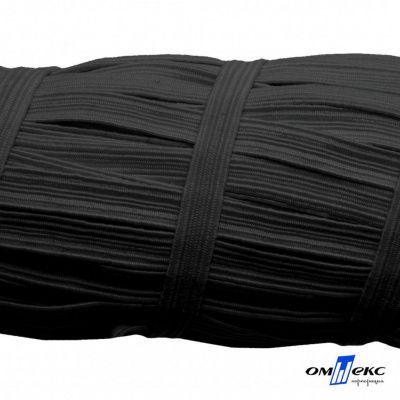 Резиновые нити с текстильным покрытием, шир. 6 мм (55 м/уп), цв.-черный - купить в Воткинске. Цена: 210.75 руб.