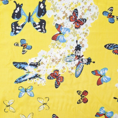 Плательная ткань "Софи" 7.2, 75 гр/м2, шир.150 см, принт бабочки - купить в Воткинске. Цена 241.49 руб.