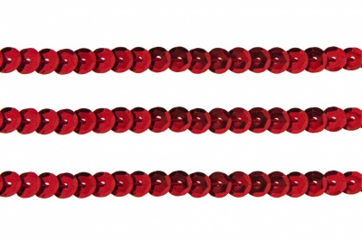 Пайетки "ОмТекс" на нитях, SILVER-BASE, 6 мм С / упак.73+/-1м, цв. 3 - красный - купить в Воткинске. Цена: 468.37 руб.
