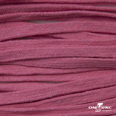 Шнур плетеный d-8 мм плоский, 70% хлопок 30% полиэстер, уп.85+/-1 м, цв.1029-розовый - купить в Воткинске. Цена: 735 руб.