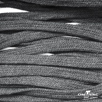 Шнур плетеный d-8 мм плоский, 70% хлопок 30% полиэстер, уп.85+/-1 м, цв.1027-серый - купить в Воткинске. Цена: 735 руб.