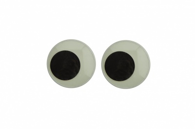 Глазки для игрушек, круглые, с бегающими зрачками, 18 мм/упак.20+/-2 шт, цв. -черно-белые - купить в Воткинске. Цена: 25.40 руб.