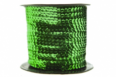 Пайетки "ОмТекс" на нитях, SILVER-BASE, 6 мм С / упак.73+/-1м, цв. 4 - зеленый - купить в Воткинске. Цена: 484.77 руб.