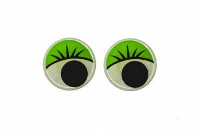 Глазки для игрушек, круглые, с бегающими зрачками, 12 мм/упак.50+/-2 шт, цв. -зеленый - купить в Воткинске. Цена: 96.01 руб.