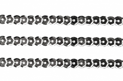 Пайетки "ОмТекс" на нитях, SILVER-BASE, 6 мм С / упак.73+/-1м, цв. 1 - серебро - купить в Воткинске. Цена: 468.37 руб.