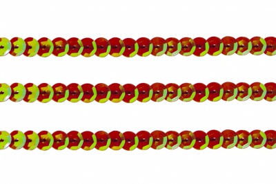 Пайетки "ОмТекс" на нитях, CREAM, 6 мм С / упак.73+/-1м, цв. 96 - красный - купить в Воткинске. Цена: 484.77 руб.