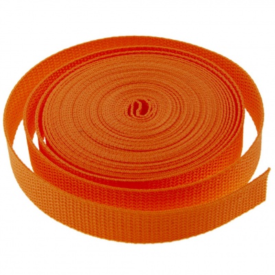 Стропа текстильная, шир. 25 мм (в нам. 50+/-1 ярд), цвет оранжевый - купить в Воткинске. Цена: 409.94 руб.