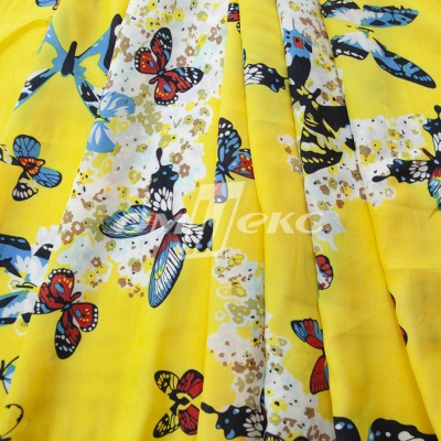 Плательная ткань "Софи" 7.2, 75 гр/м2, шир.150 см, принт бабочки - купить в Воткинске. Цена 241.49 руб.