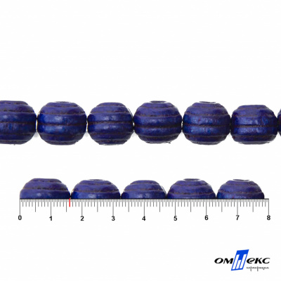0309-Бусины деревянные "ОмТекс", 16 мм, упак.50+/-3шт, цв.006-синий - купить в Воткинске. Цена: 62.22 руб.